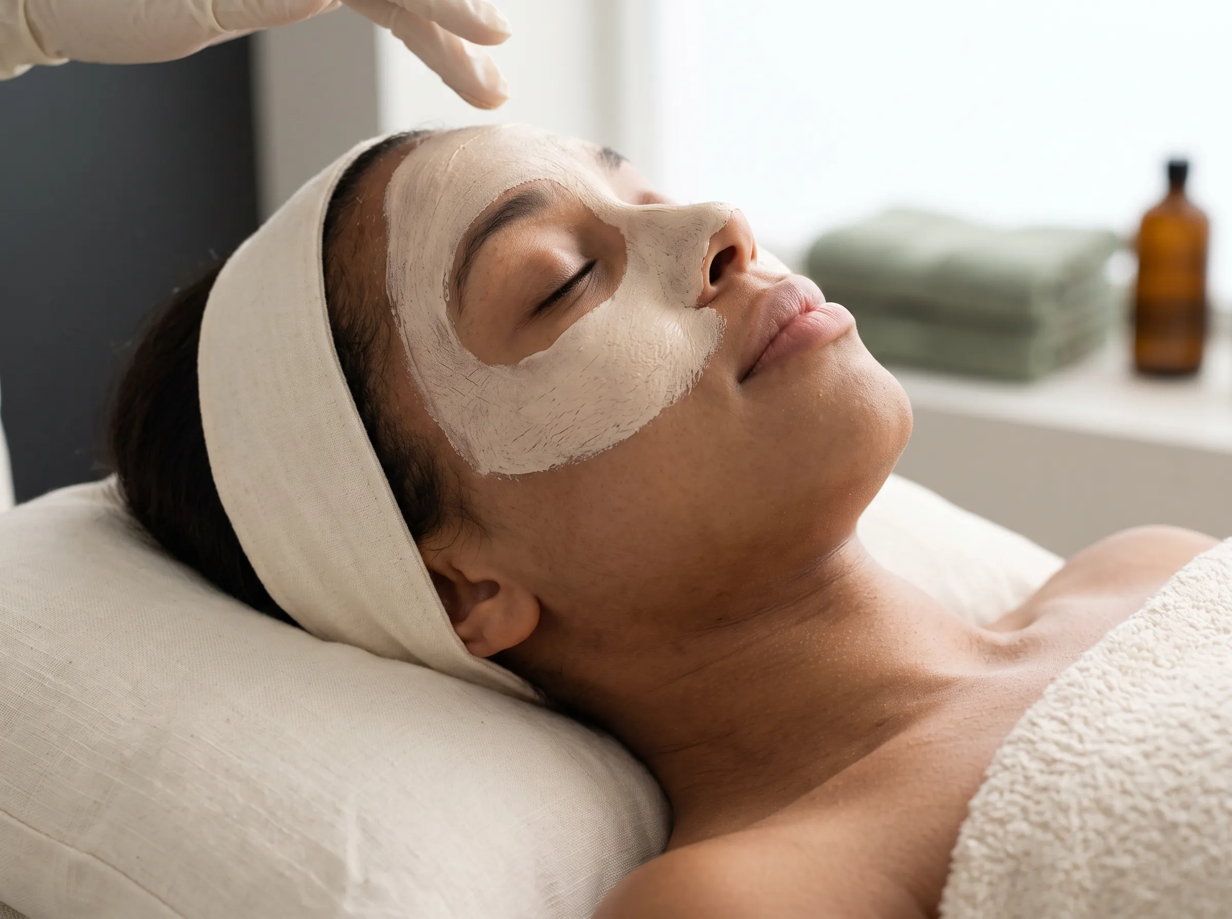 An enzyme masque setting during a treatment